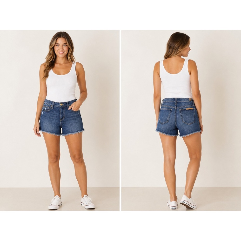 Joe's Jeans The Ozzie Mid Rise Cut Off Stretch Shorts Sz 24" X 3.5" Distressed